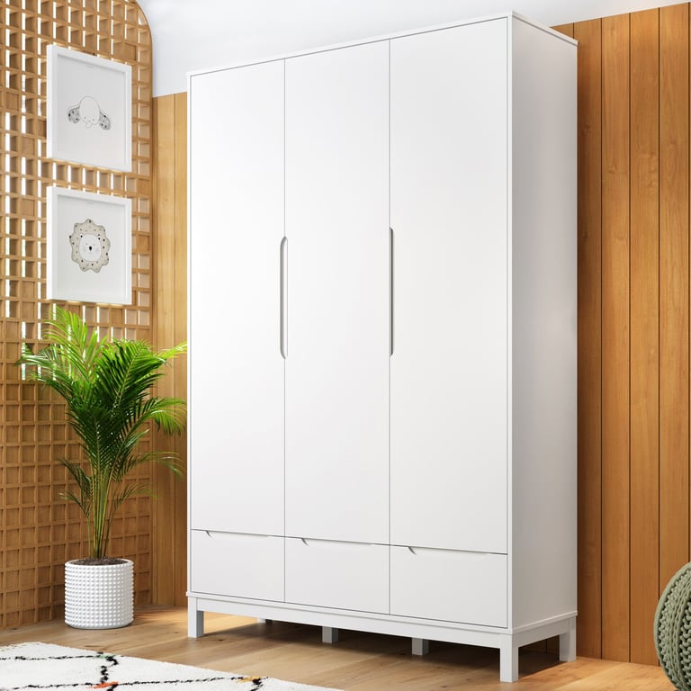 Guarda Roupa Infantil Branco 3 Portas Cozy