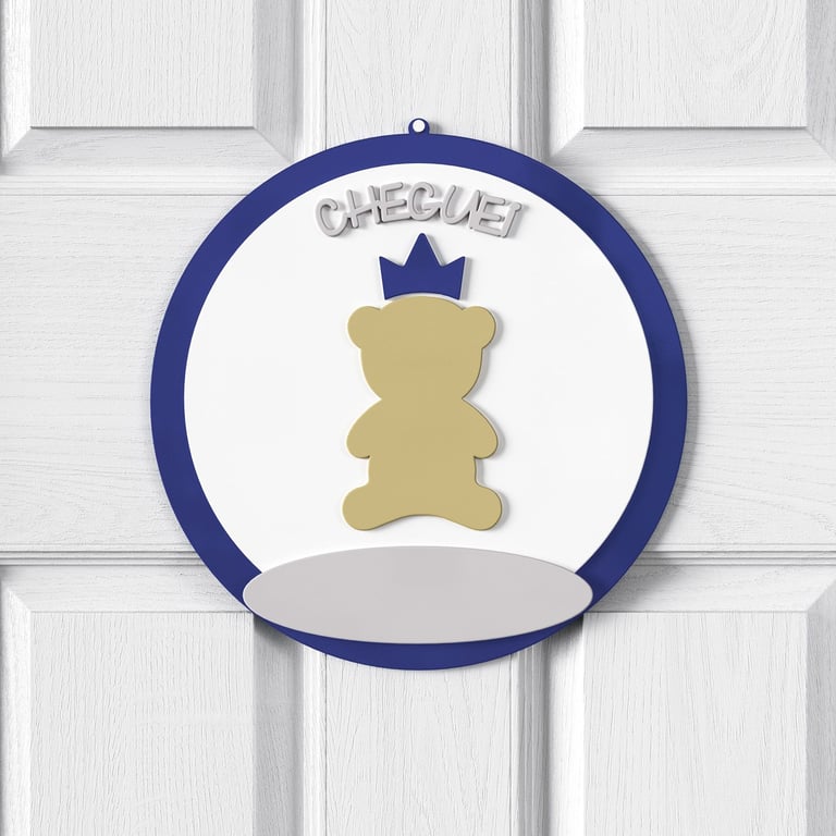 Porta Maternidade Personalizado Urso Teddy Realeza Bege