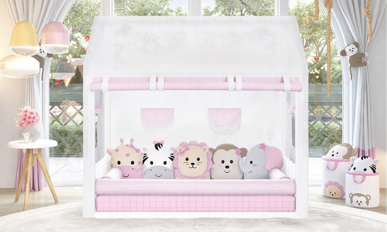 Cortina para Cama Casinha Montessoriana Amiguinhos Safári — vista alternativa