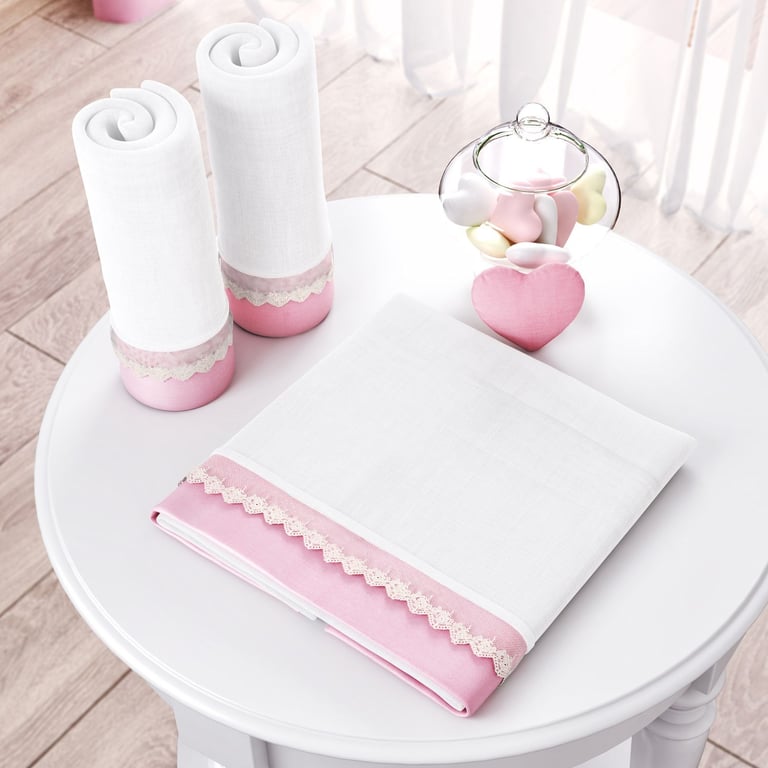 Jogo de Fraldas Ombro Barra Renda Guipir com 3