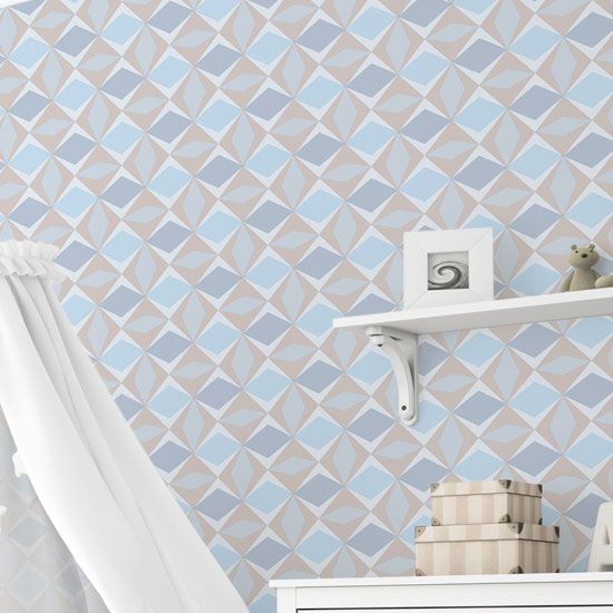 Papel de Parede Losangos Azul/Cinza 10m