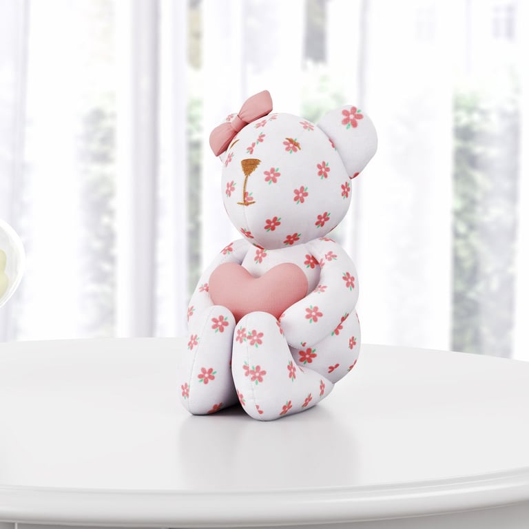 Ursinha Floral com Coração Rosé 15cm