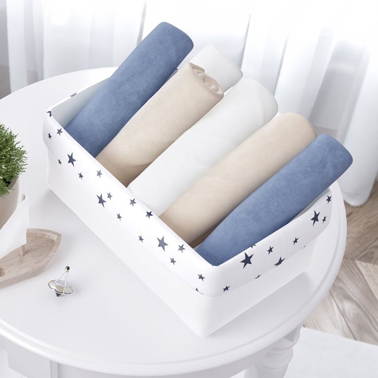 Cesto Organizador Estrelinhas Azul Marinho 36cm