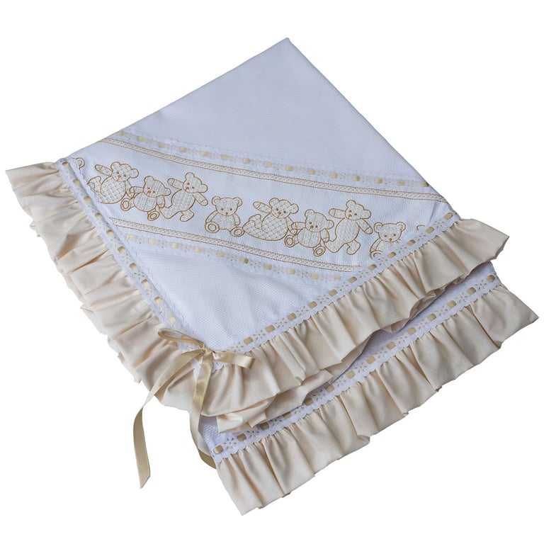 Manta Piquet Amigos Ursinhos Bege 75cm