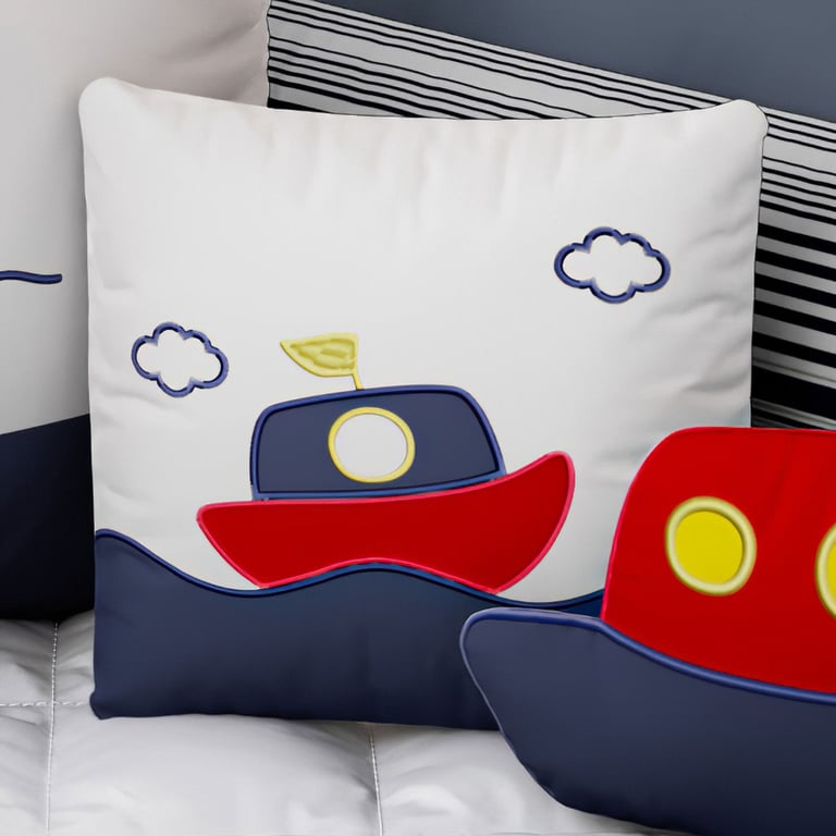 Almofada Quadrada Barquinho Azul Marinho 35cm