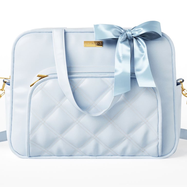 Bolsa Maternidade Luxo Azul Marinho e Bege 40cm