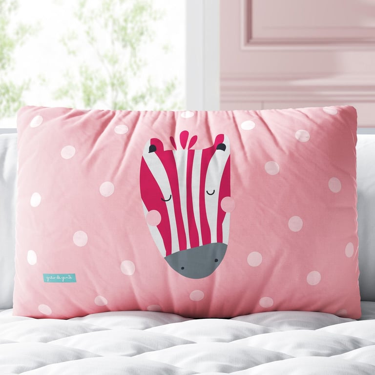 Almofada Retangular Zebra Abstrata Poá Rosa 35cm