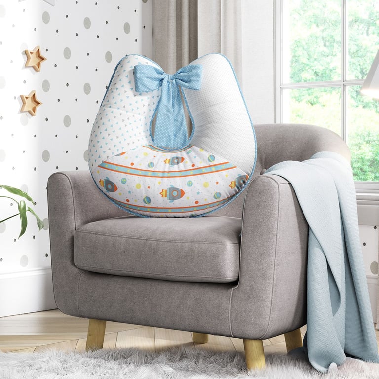 Almofada Amamentação Astronauta Patchwork Azul — vista alternativa