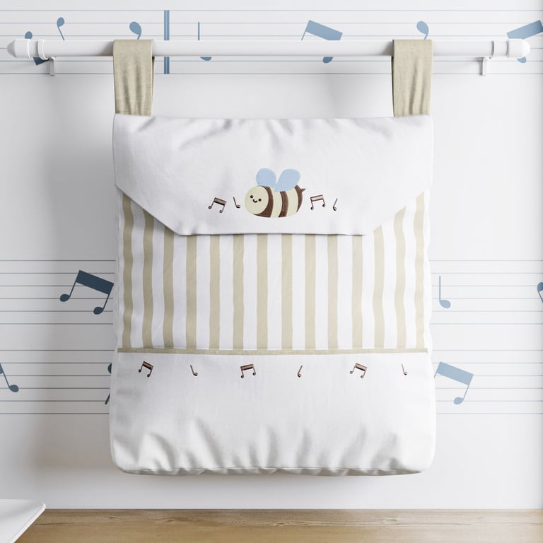 Porta Fraldas Varão Abelhinha Listrado Bege