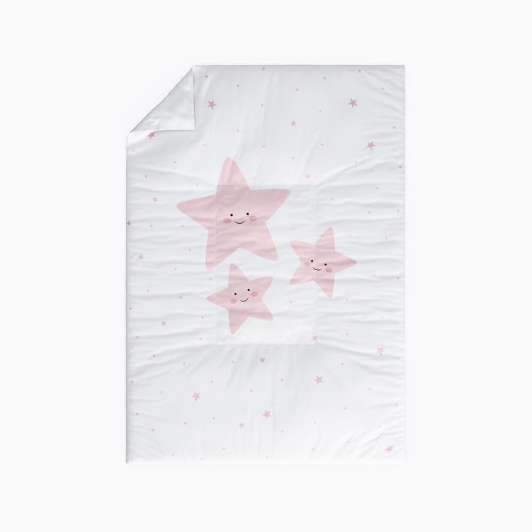 Edredom de Mini Berço Estrelinha Sorridente Rosa