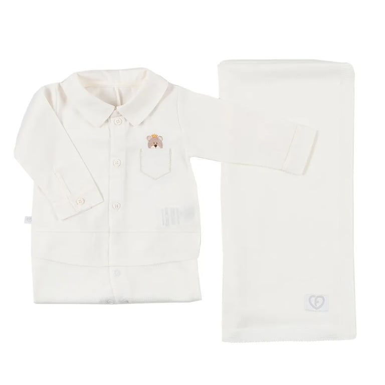 Saída de Maternidade Fofinho com Detalhe Bordado Off White