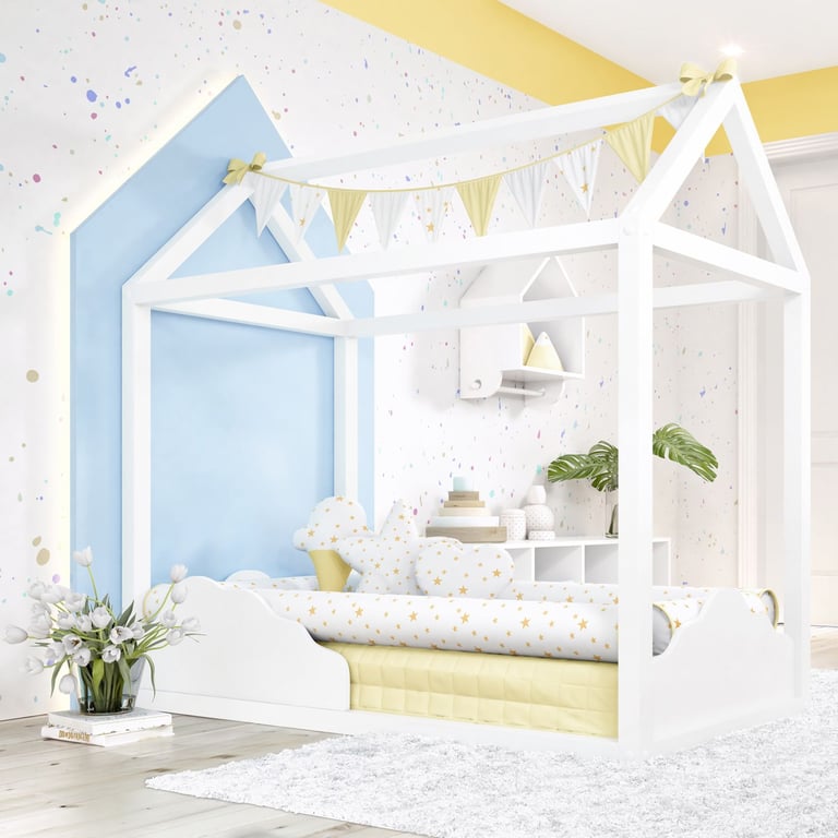 Cama Casinha Montessoriana Branco Nuvem