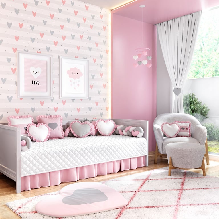 Kit Cama Babá Coração Rosa — vista alternativa