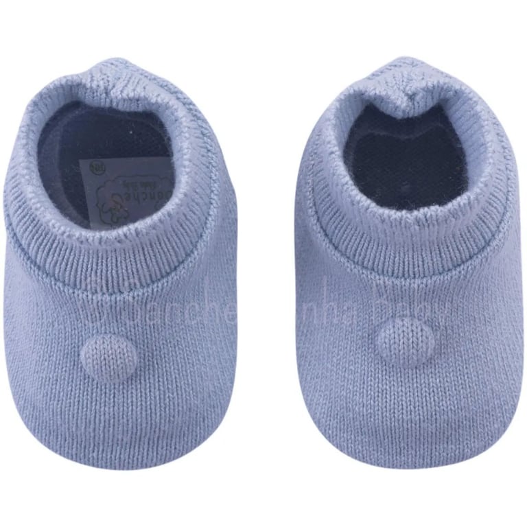 Sapatinho Bebê Sanches Malha em Acrílico Azul