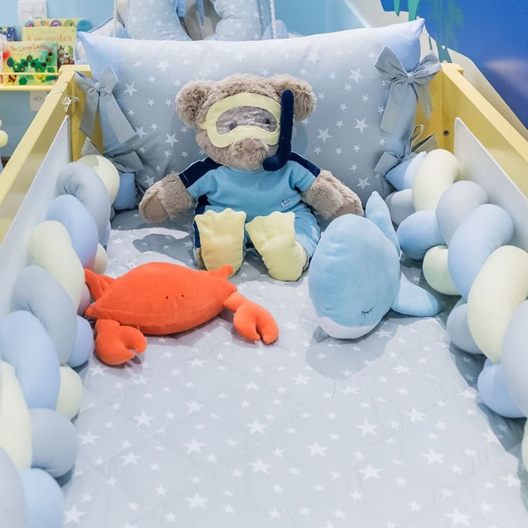 Kit Berço Trança Estrelinhas Amarelo e Azul