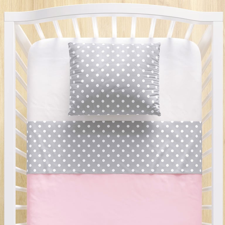 Jogo de Lençol Berço Poá Rosa e Cinza 3 peças — vista alternativa