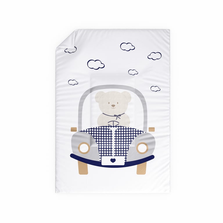 Edredom de Berço Ursinho Carrinho Azul