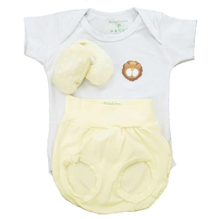 Conjunto de Body, Tapa Fralda e Sapatinho Leão Tam P