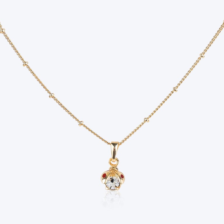 Conjunto Infantil Colar e Brincos Joaninha com Strass Ouro — vista alternativa