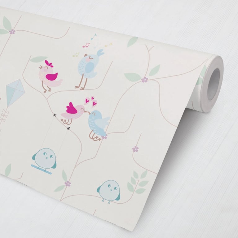 Papel de Parede Home Sweet Home Passarinhos Coloridos 3M