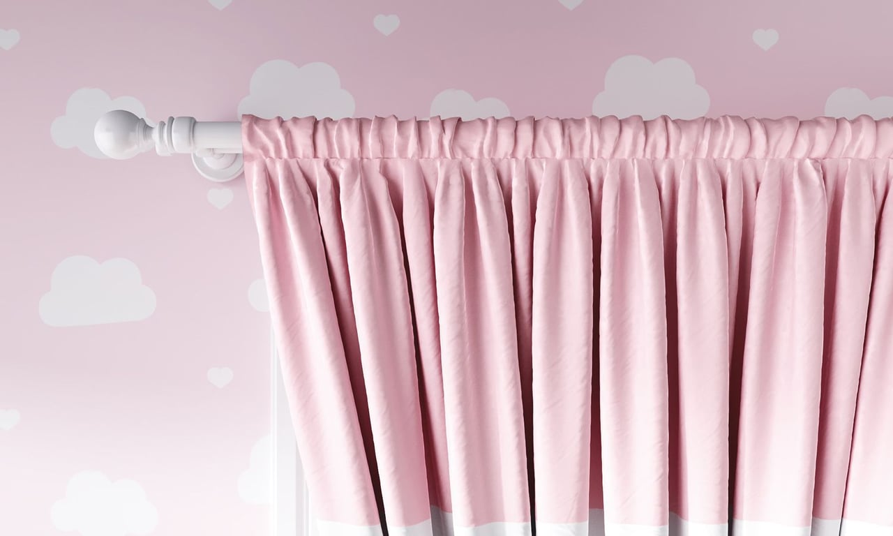 Cortina Branca e Rosa com Laços — vista alternativa