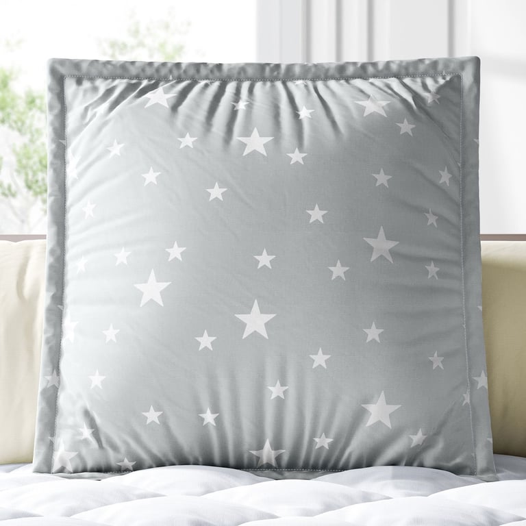 Almofada Quadrada Estrelas Cinza 38cm