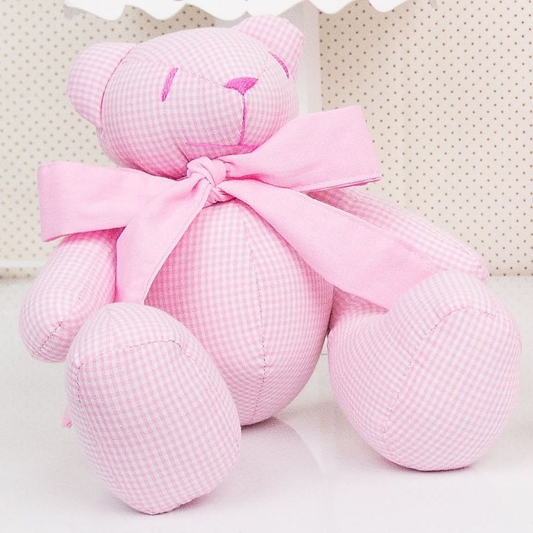 Ursa Xadrez Rosa 25cm