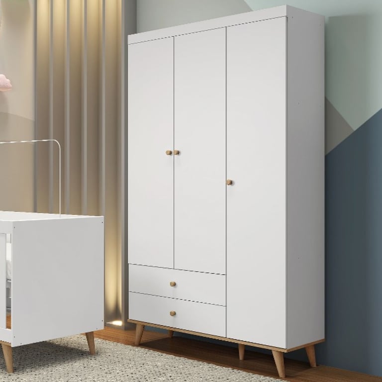 Guarda Roupa Infantil Branco 3 Portas Ludi Retrô
