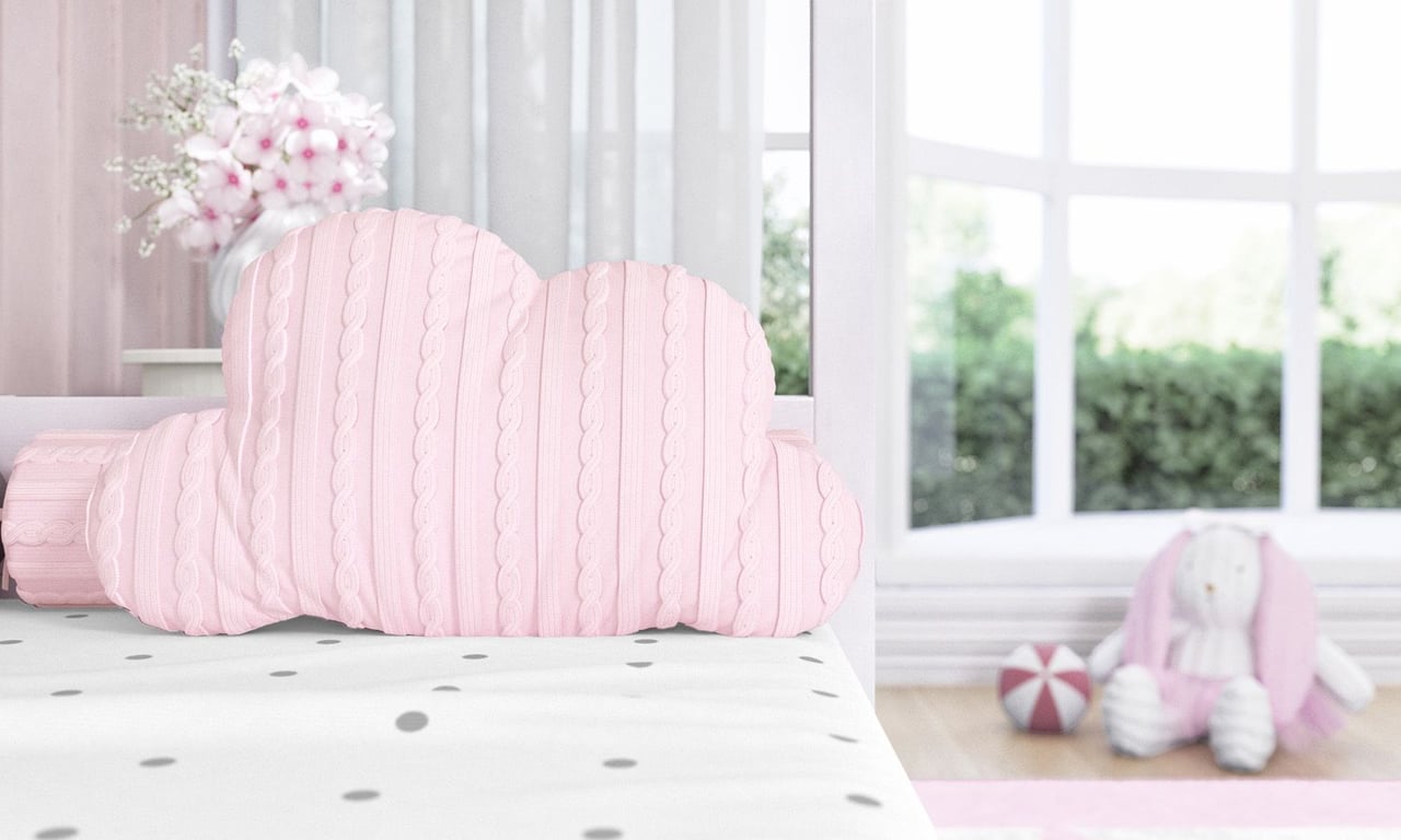 Almofada Nuvem Tricot Rosa 47cm