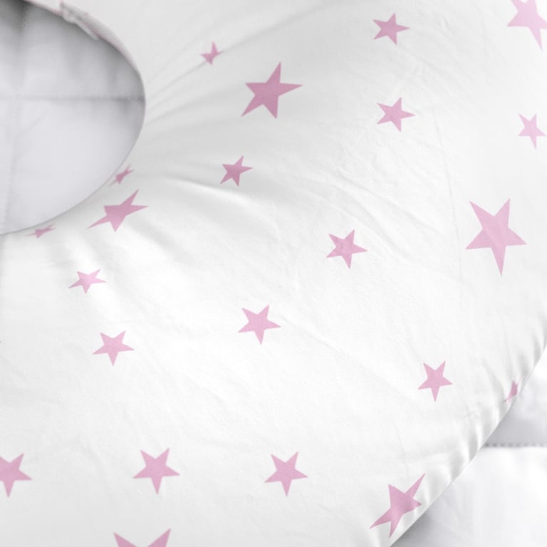 Almofada Amamentação Dupla Face Nuvem Estrelinha Rosa