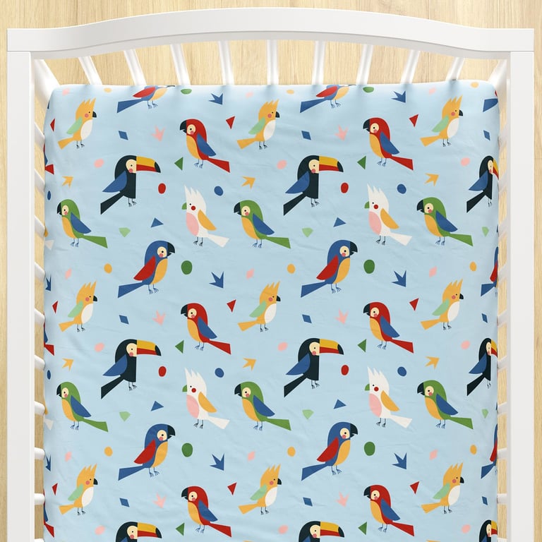 Lençol Berço com Elástico Passarada Azul — vista alternativa