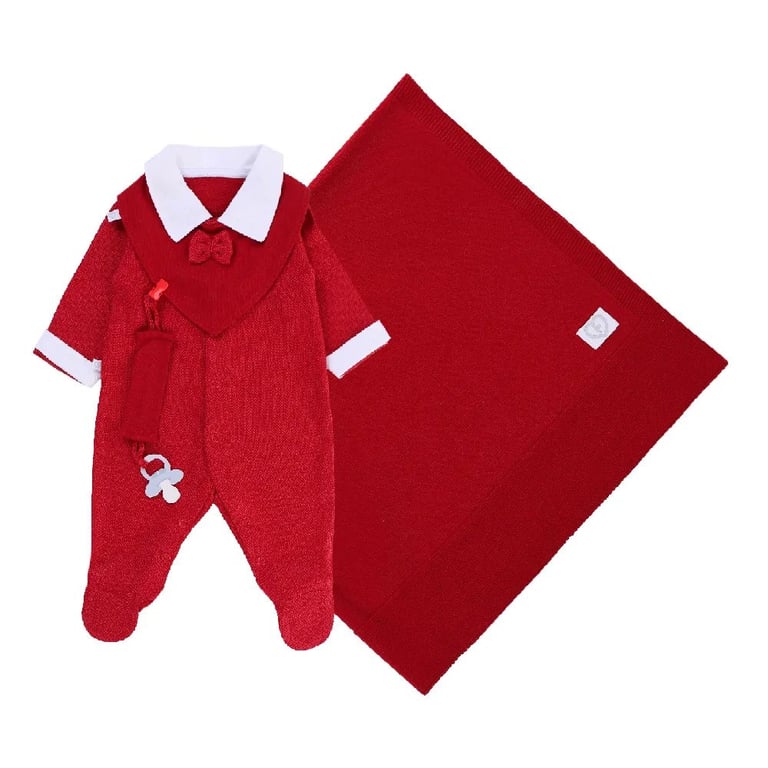 Saída Maternidade Fofinho Tricot Liso Vermelho