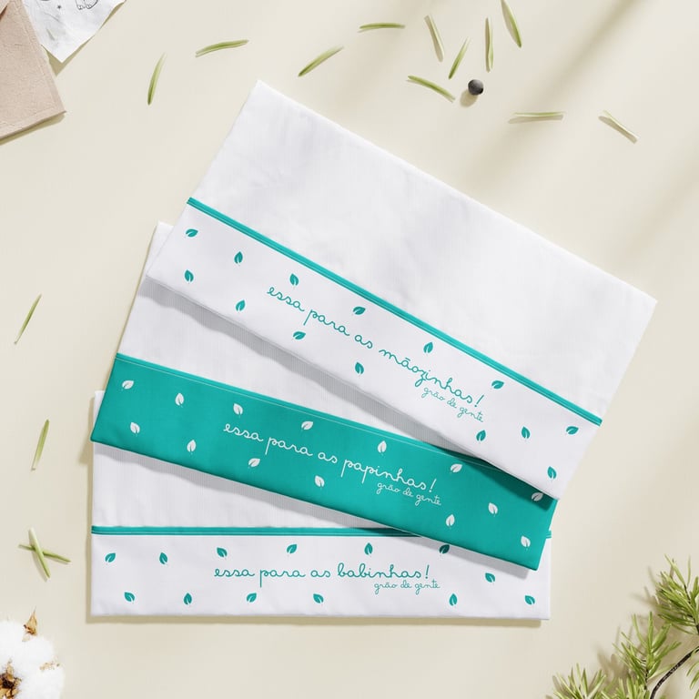 Jogo de Fraldas de Boca para Papinhas, Mãozinhas e Babinhas Grão de Gente