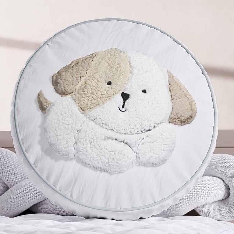 Almofada Redonda Cachorrinho Felpudo 38cm