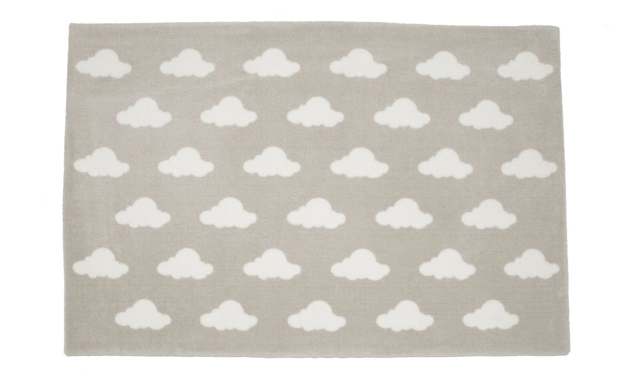 Tapete Retangular Cinza Nuvem Branco 1,50m