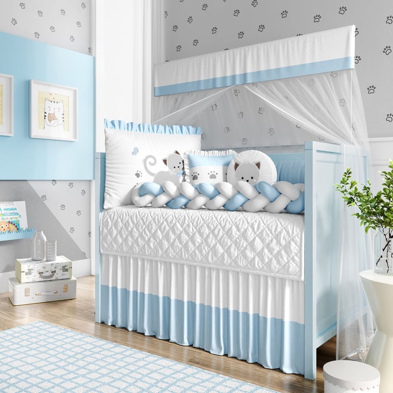 Kit Berço Trança Gatinho Azul — vista alternativa