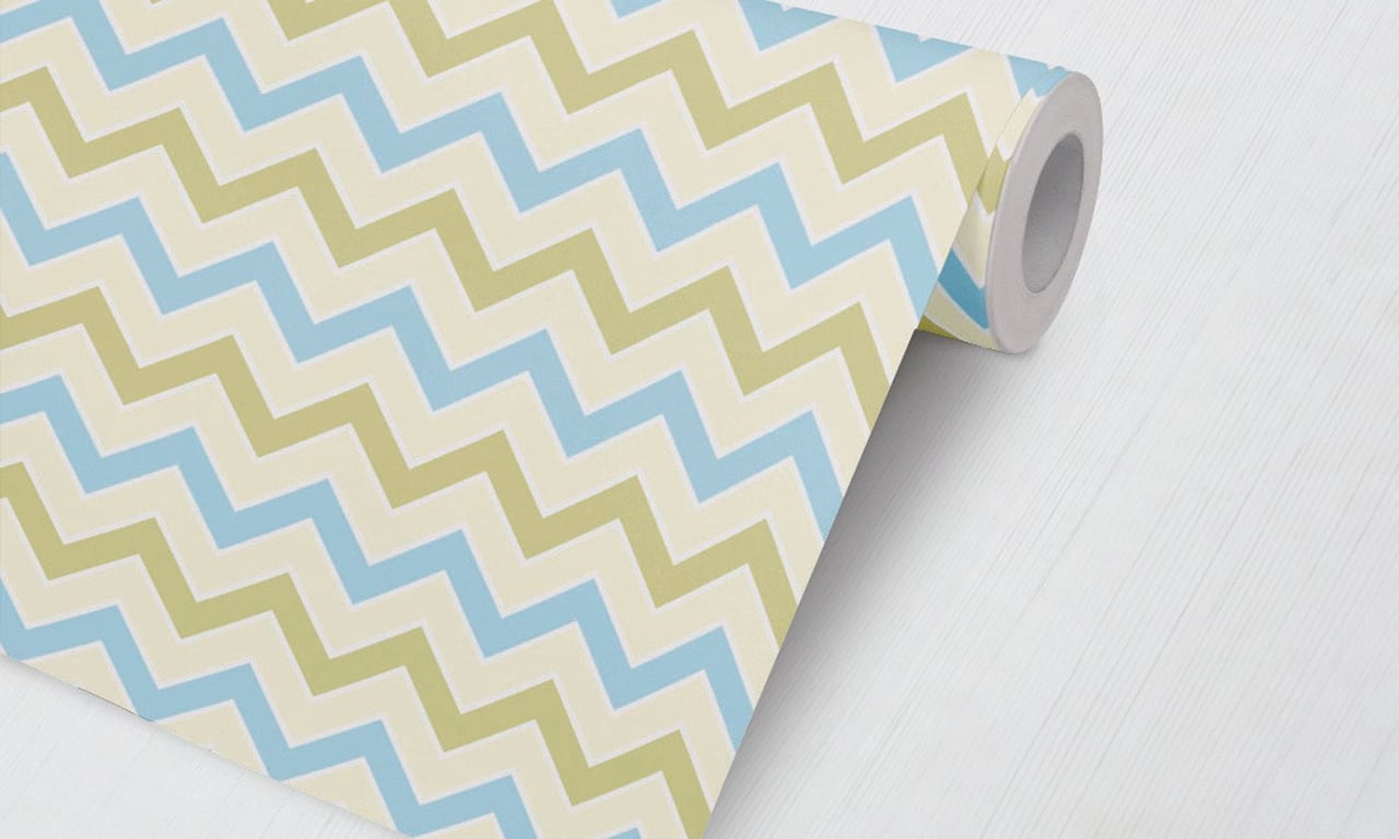 Papel de Parede Chevron Amarelo e Verde 3M
