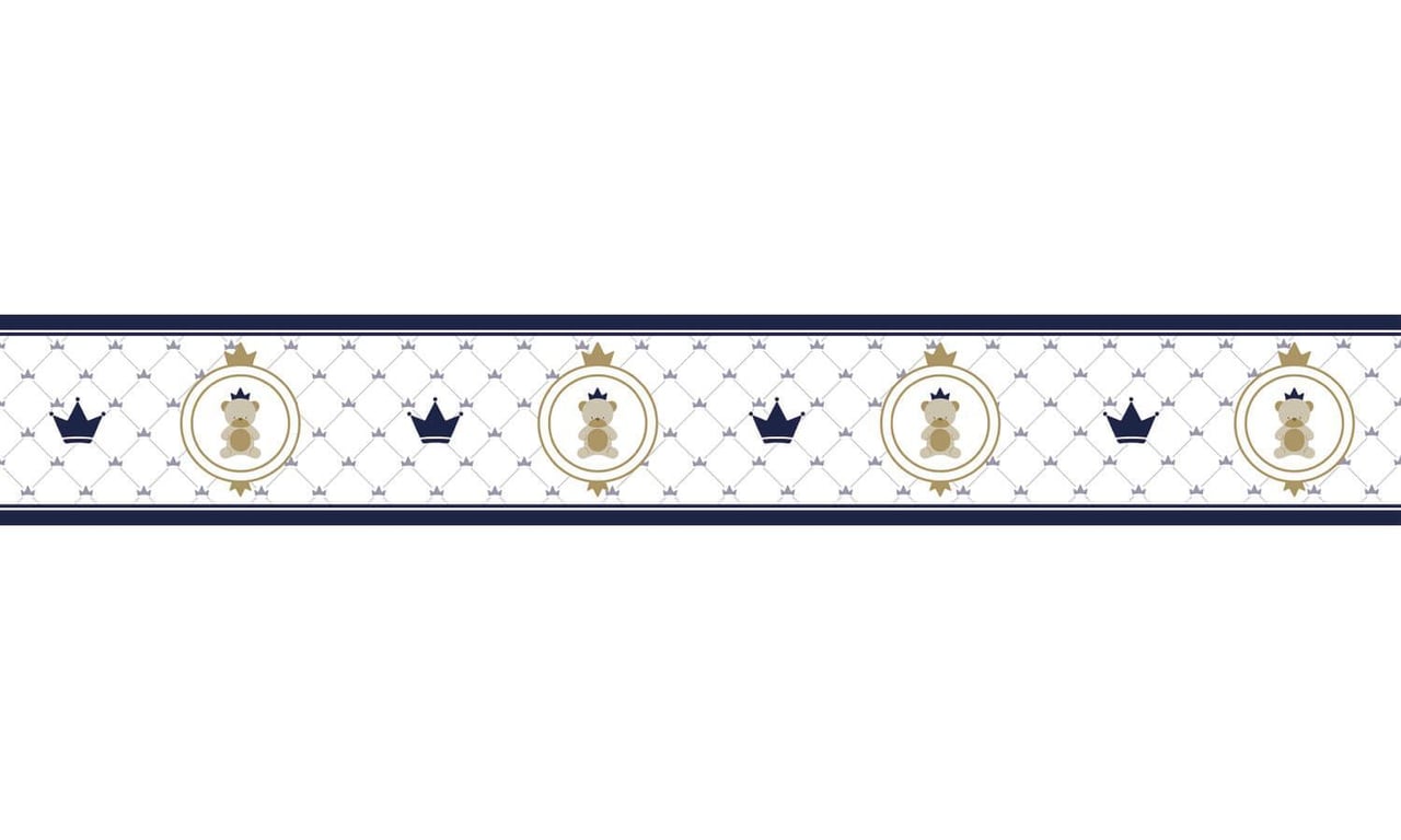 Faixa Adesiva de Parede Urso Teddy Realeza Azul Marinho 3m — vista alternativa