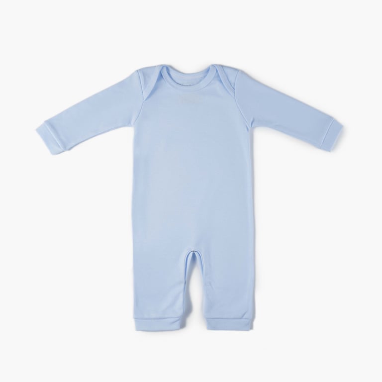 Macacão Longo Comfort em Algodão Egípcio Azul Bebê