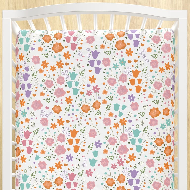 Lençol Berço com Elástico Buquê de Flores Colorido — vista alternativa