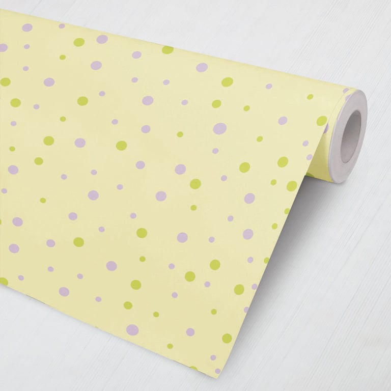 Papel de Parede Poá Lilás, Verde e Amarelo 3M
