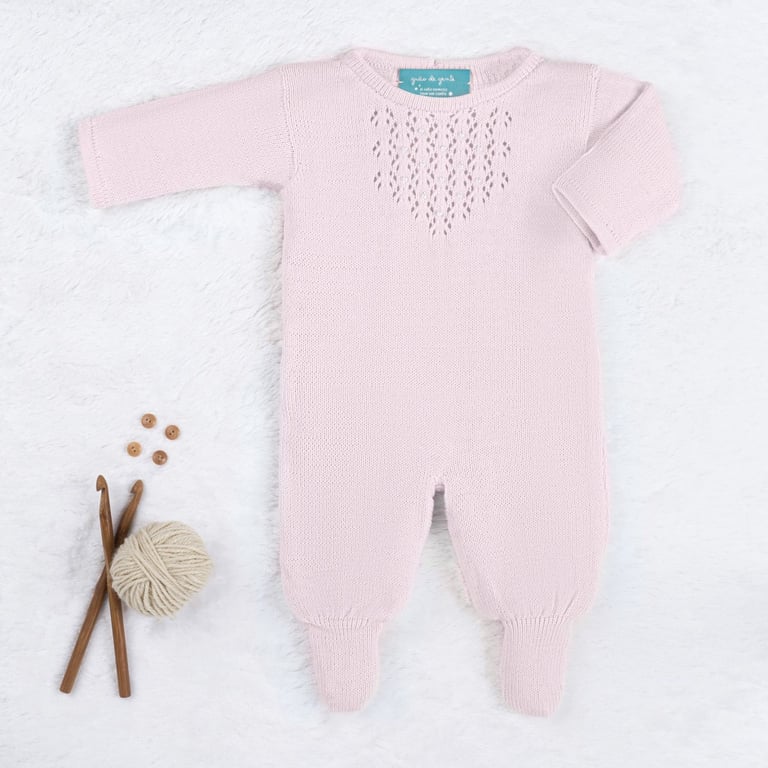 Saída Maternidade Tricot Marselha com Pérola Rosa 03 Peças