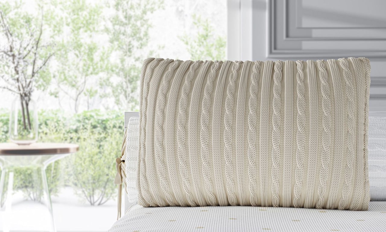 Almofada Retangular Tricot Bege 45CM