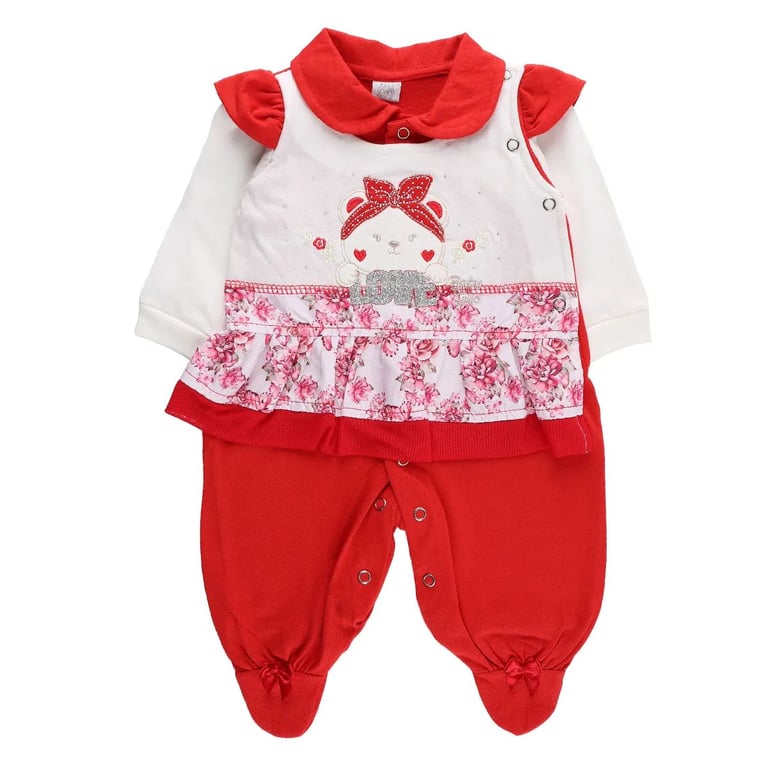 Saída Maternidade Baby Gijio Ursa Love Vermelho