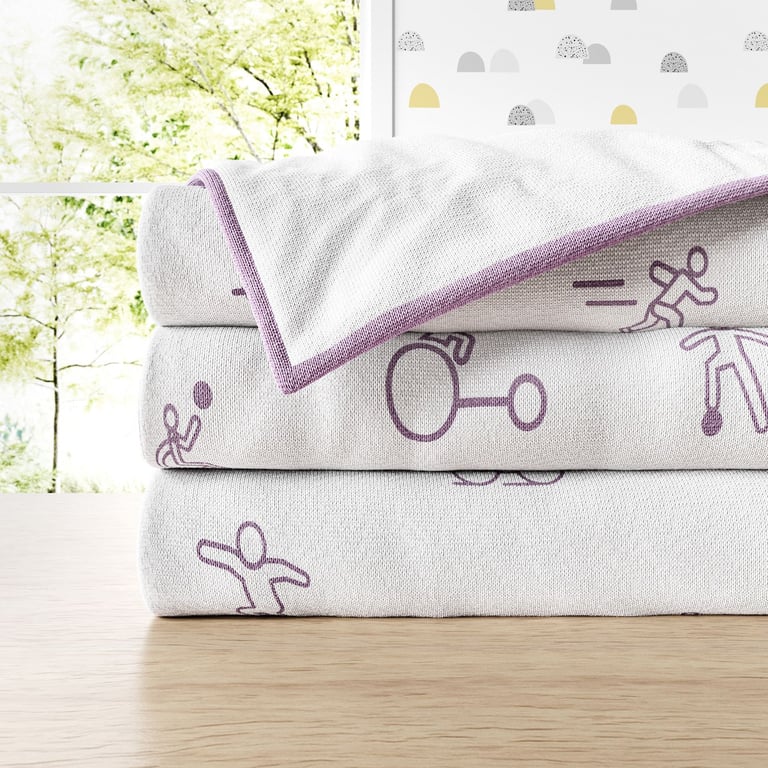 Manta Tricot Esportes Branco e Lilás 1M — vista alternativa