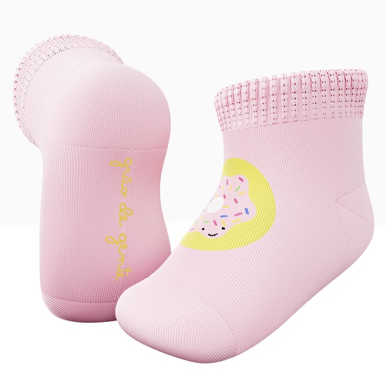 Kit Meia Bebê Tal Mãe Tal Filha Trocapé Pirulito e Donuts Rosa 4 Pares