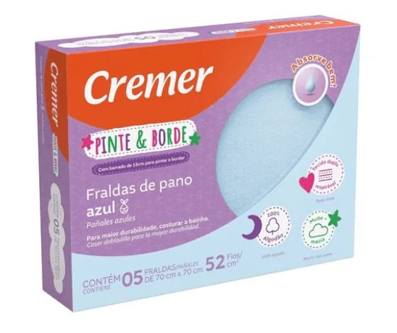 Fralda Cremer Pinte E Borde Azul 5 Unidades — vista alternativa