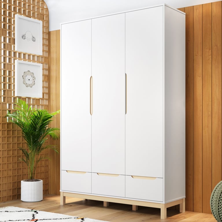 Guarda Roupa Infantil Branco 3 Portas Cozy