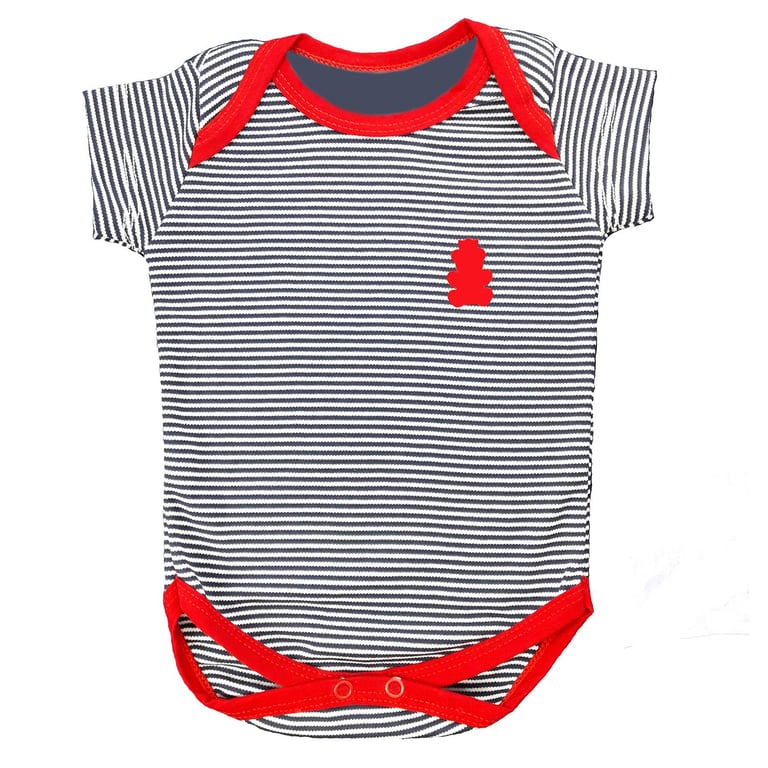 Body Manga Curta Listrado Azul Marinho Tam P