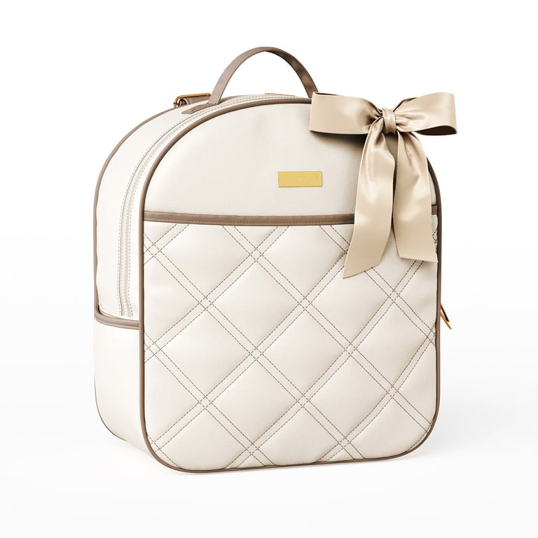 Mochila Maternidade Azul Marinho e Bege Luxo 36cm — vista alternativa